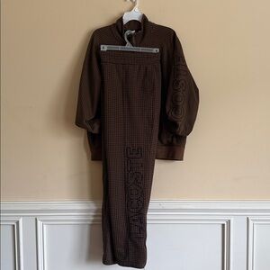 Lacoste Brown Check Monogram Tracksuit Set XL - Unisex Rare
